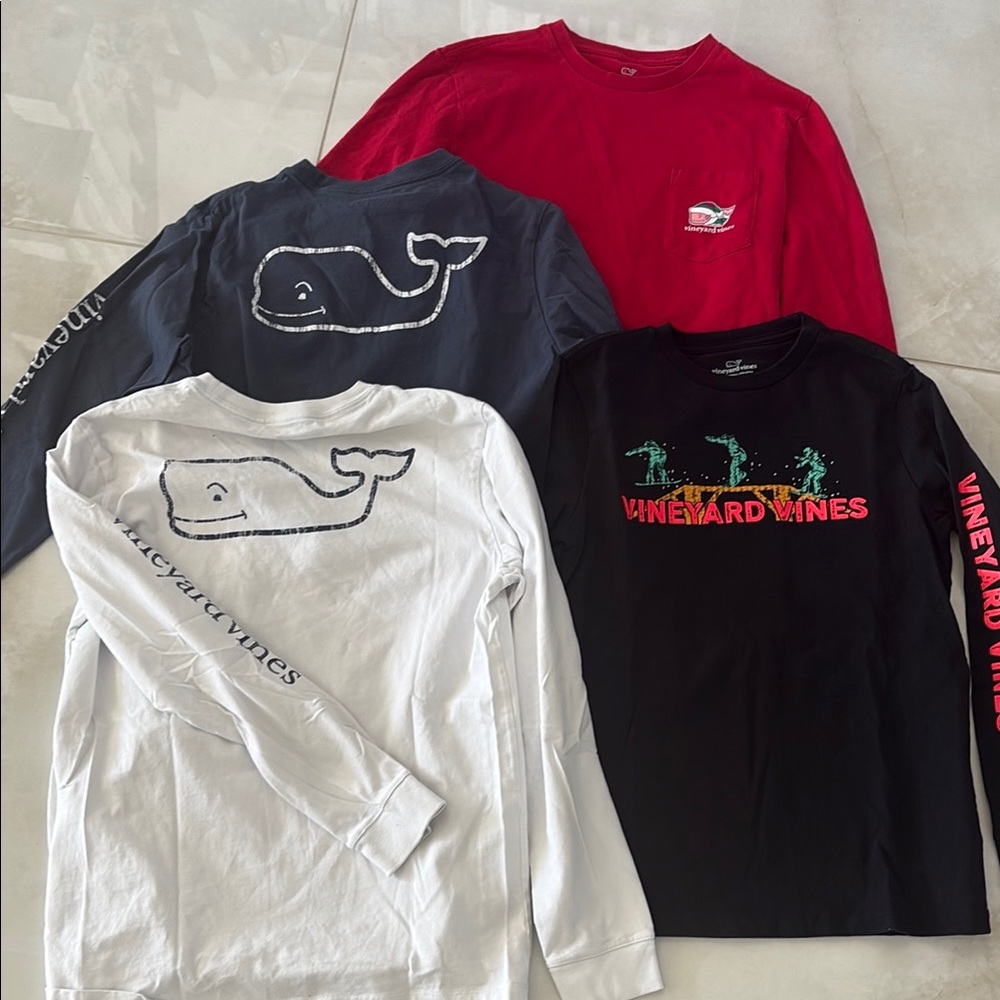 Vineyard Vines Kids' Red, Black, and White Long Sleeve Shirts